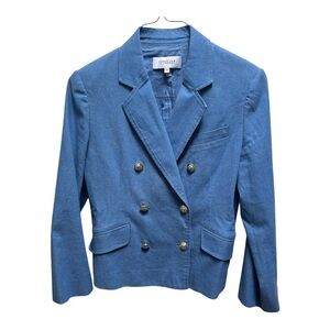 10 Crosby Derek Lam Blue Double-Breasted Blazer with Gold Buttons